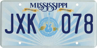MS license plate JXK078