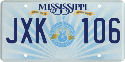 MS license plate JXK106