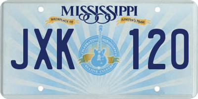 MS license plate JXK120