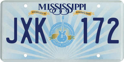 MS license plate JXK172