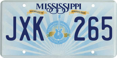 MS license plate JXK265