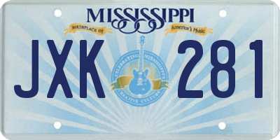 MS license plate JXK281