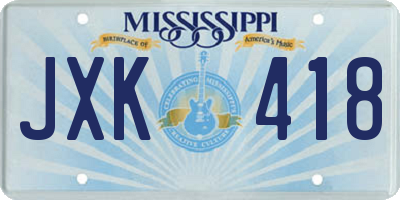 MS license plate JXK418