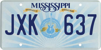 MS license plate JXK637