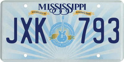 MS license plate JXK793
