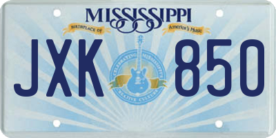MS license plate JXK850
