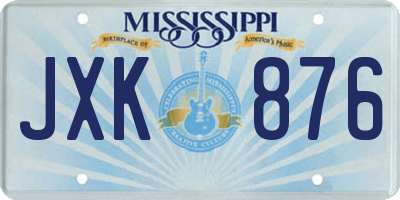 MS license plate JXK876