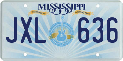 MS license plate JXL636