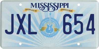 MS license plate JXL654