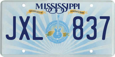 MS license plate JXL837