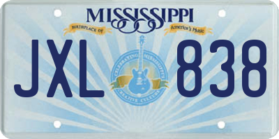 MS license plate JXL838