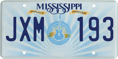 MS license plate JXM193