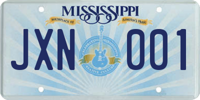 MS license plate JXN001