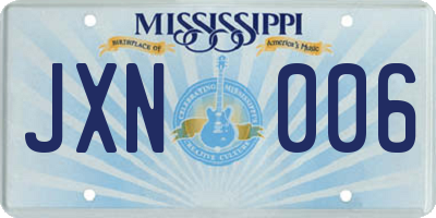 MS license plate JXN006