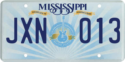 MS license plate JXN013