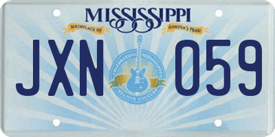 MS license plate JXN059