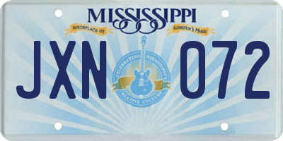 MS license plate JXN072