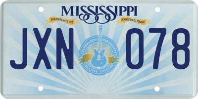 MS license plate JXN078