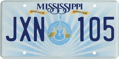 MS license plate JXN105