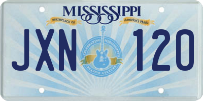 MS license plate JXN120
