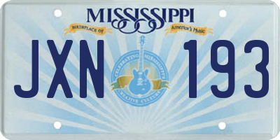 MS license plate JXN193