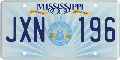 MS license plate JXN196