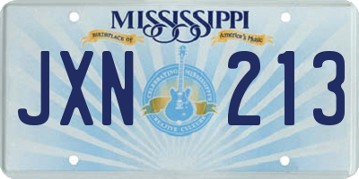 MS license plate JXN213