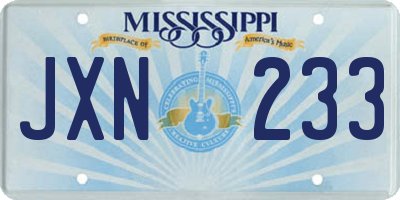 MS license plate JXN233