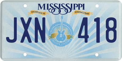 MS license plate JXN418