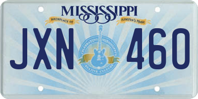 MS license plate JXN460