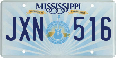 MS license plate JXN516