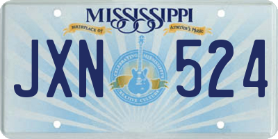 MS license plate JXN524