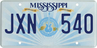 MS license plate JXN540