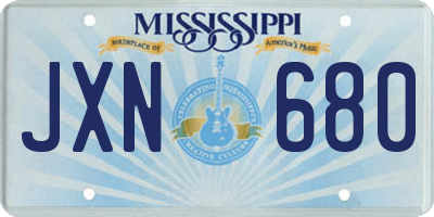 MS license plate JXN680
