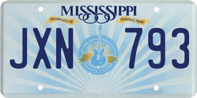 MS license plate JXN793