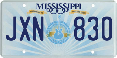MS license plate JXN830