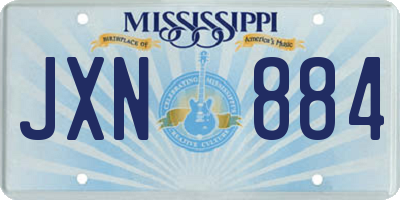 MS license plate JXN884