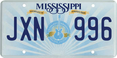 MS license plate JXN996