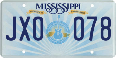MS license plate JXO078