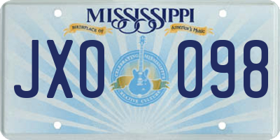 MS license plate JXO098
