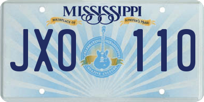MS license plate JXO110