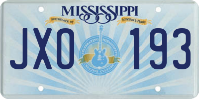 MS license plate JXO193