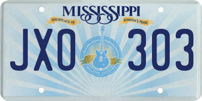 MS license plate JXO303