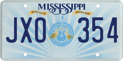 MS license plate JXO354