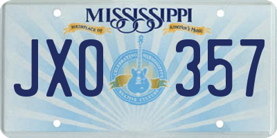 MS license plate JXO357