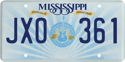 MS license plate JXO361