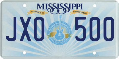 MS license plate JXO500