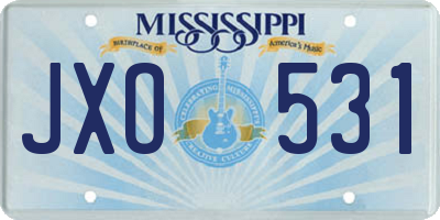 MS license plate JXO531