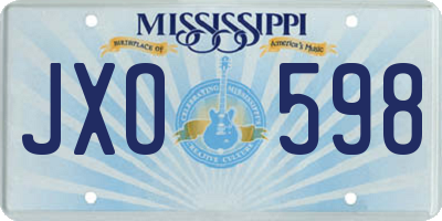 MS license plate JXO598