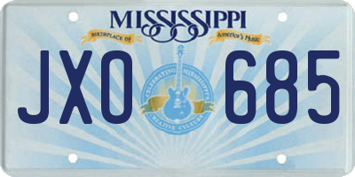 MS license plate JXO685